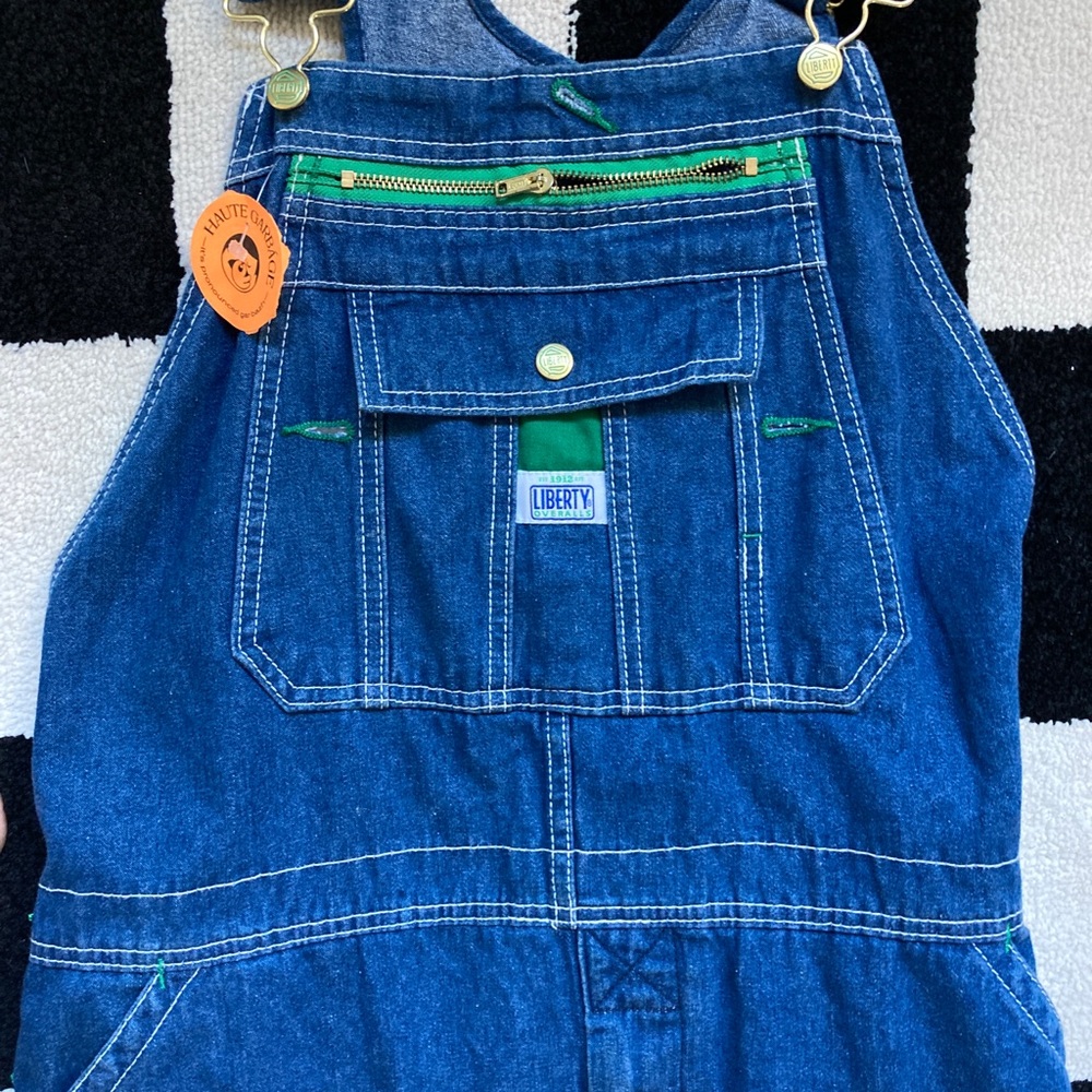 Liberty Overalls Denim Green Detail